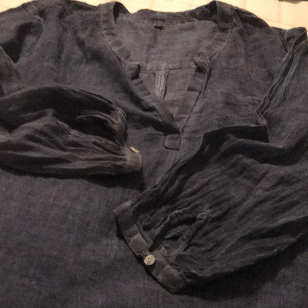 Blue sheer gauzy blouse